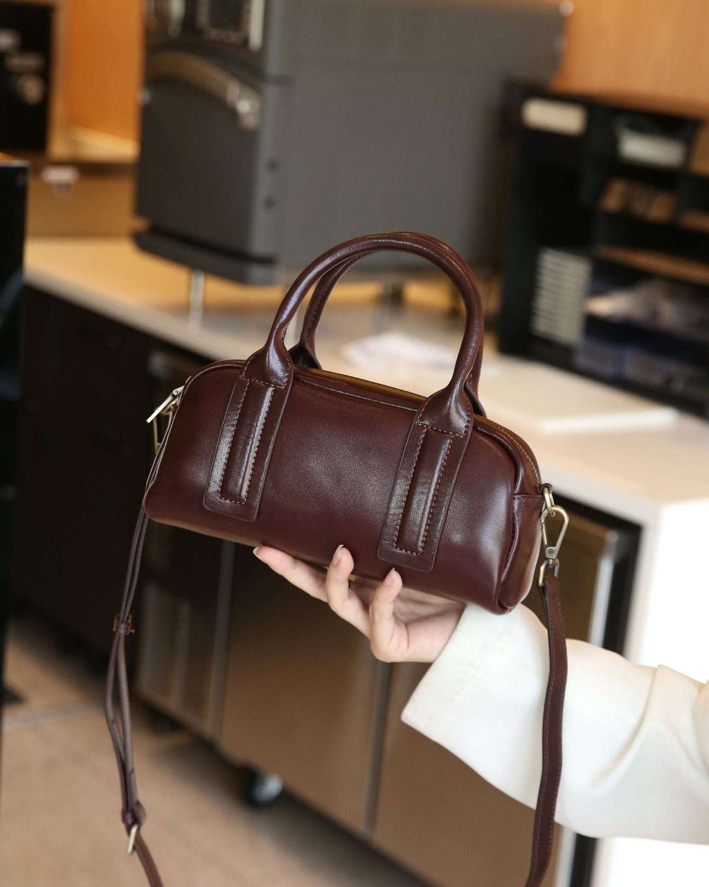 New Vegetable Tanned Mini Handbag Convertible Top Handle Bag Women's Messenger Bag
