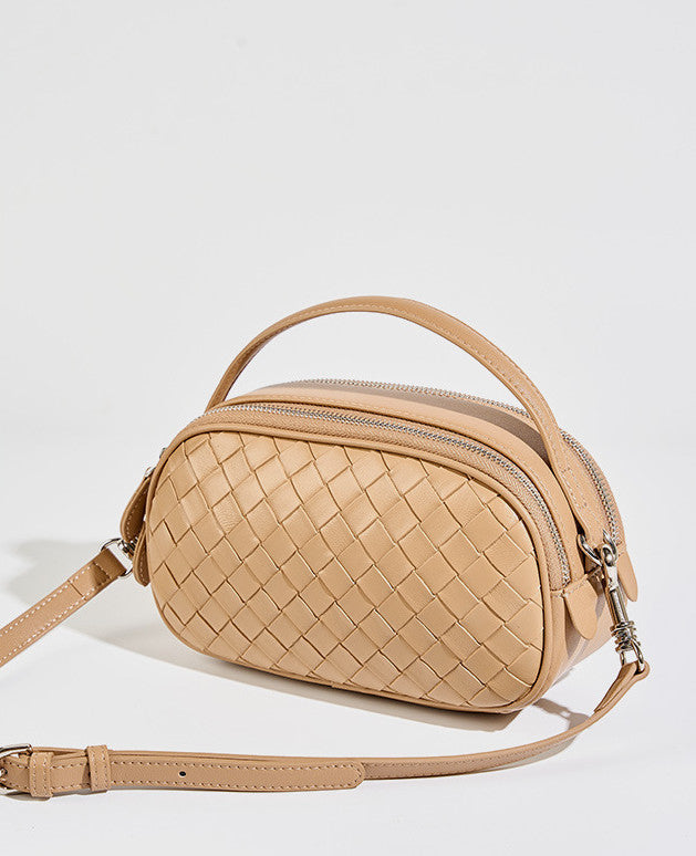 Small Woven Mini Top Handle Messenger Bag