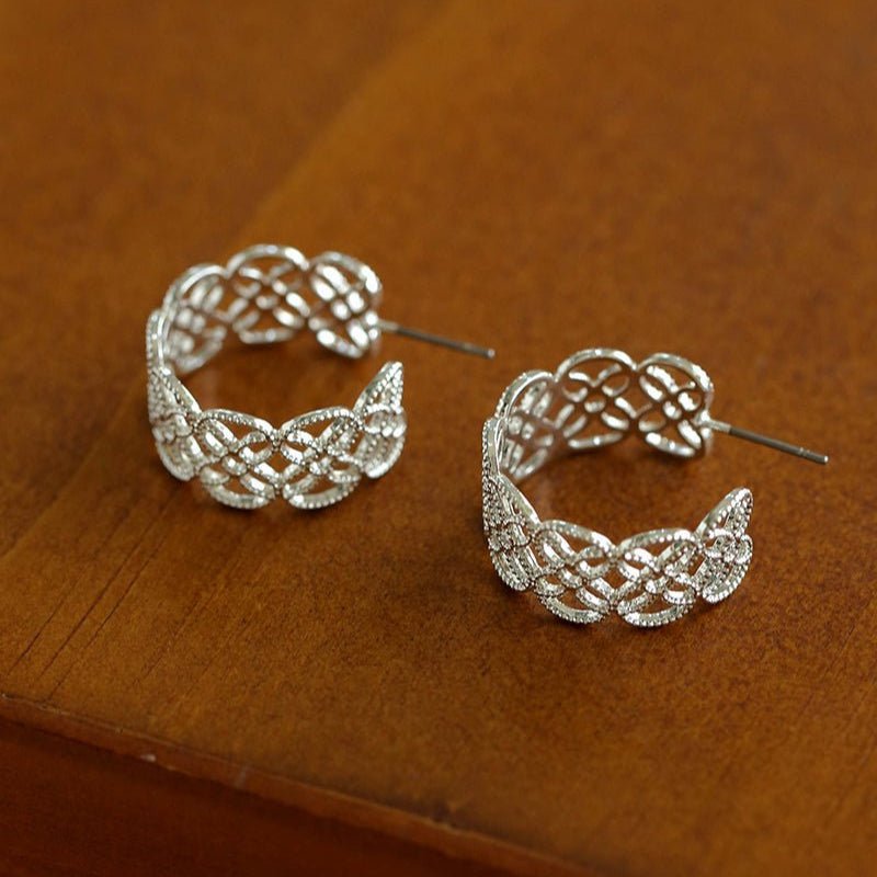Artisanal Crochet-Inspired Huggie Earrings