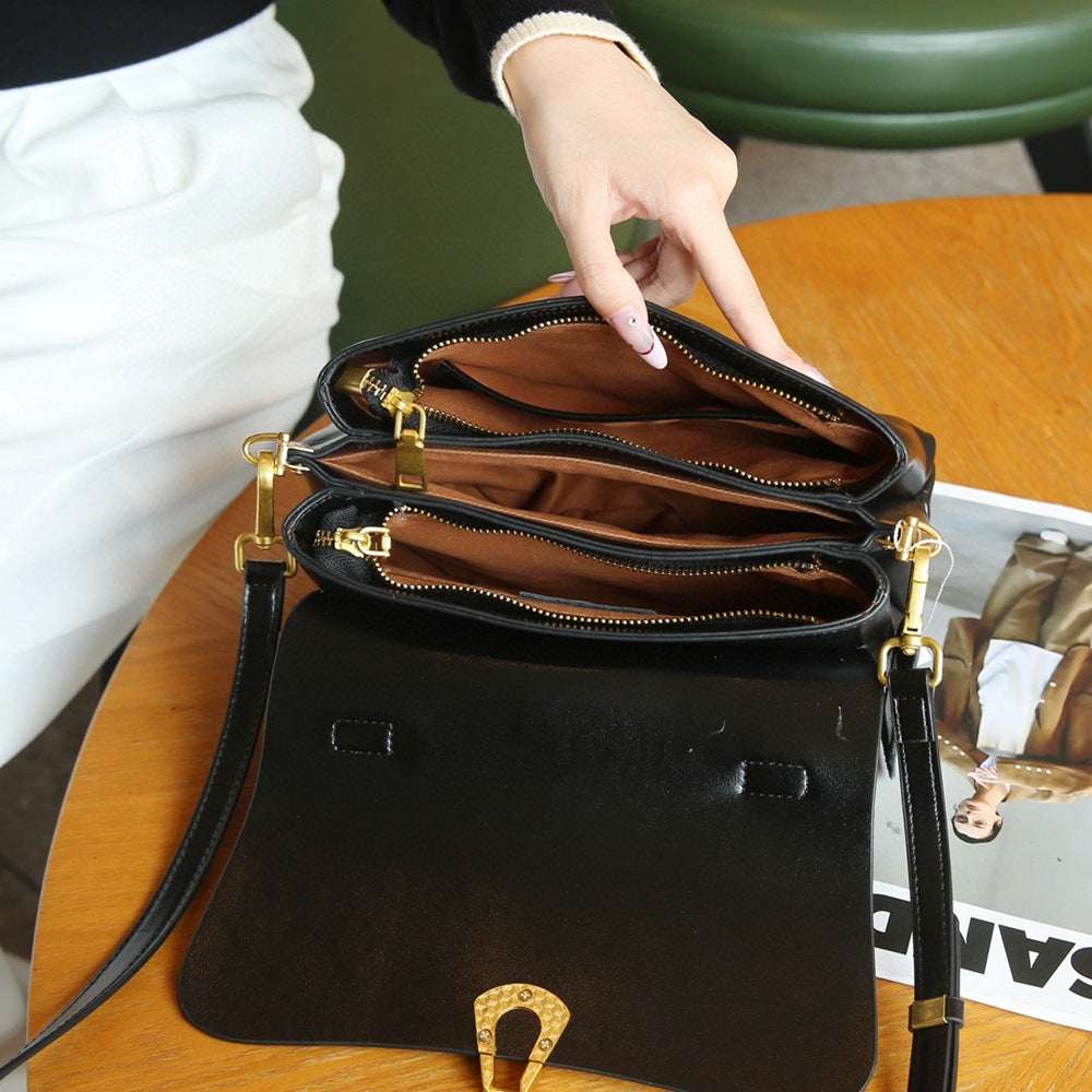 Vintage Vegetable Tanned Mini Leather Handbag Crossbody Bag