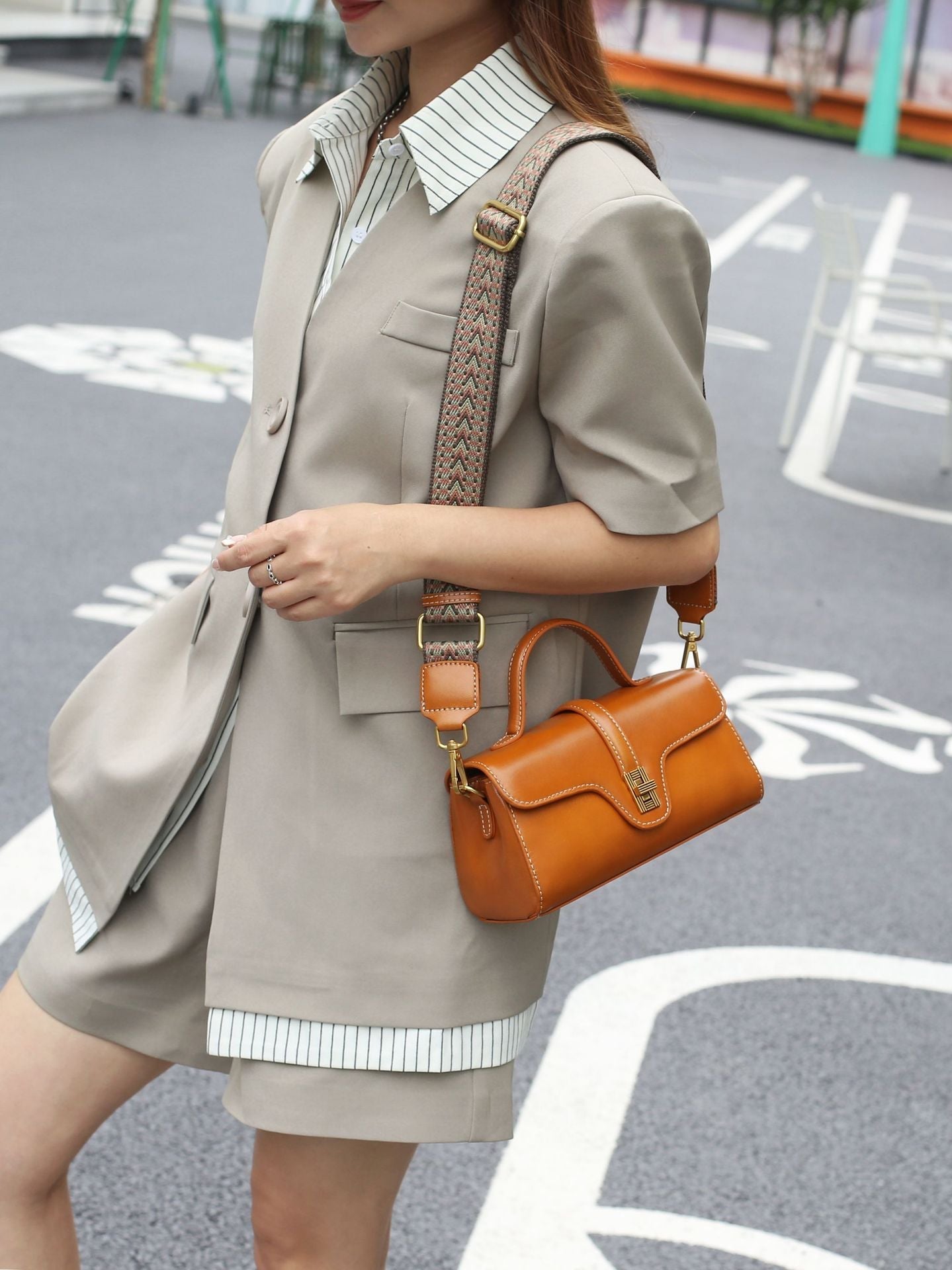 Luxury Retro Structured Flap Leather Mini Satchel Crossbody Bag
