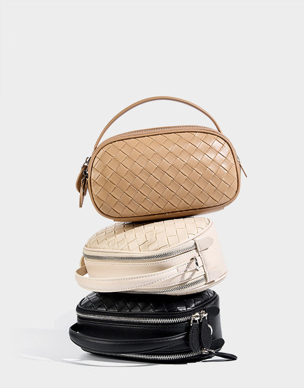 Small Woven Mini Top Handle Messenger Bag