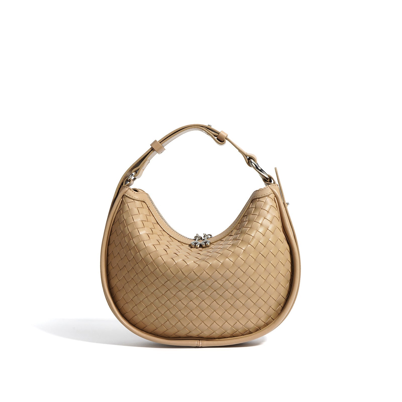 Classic Genuine Leather Bag Woven Crescent Handbag