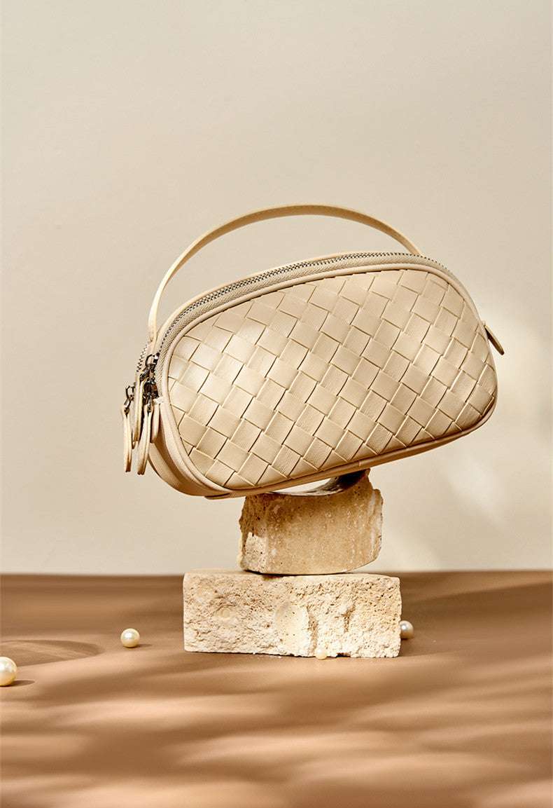 Small Woven Mini Top Handle Messenger Bag