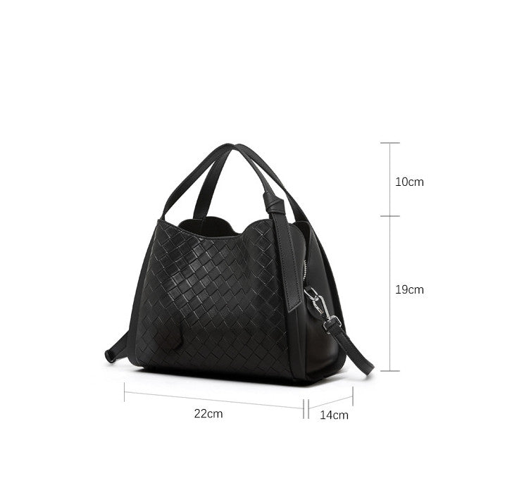 Embossed Basket Bag Woven Handbag with Straps