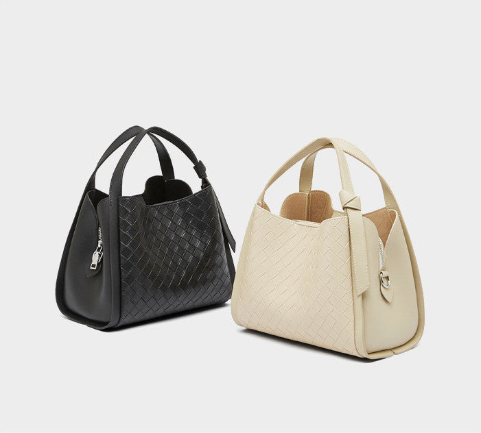 Embossed Basket Bag Woven Handbag with Straps