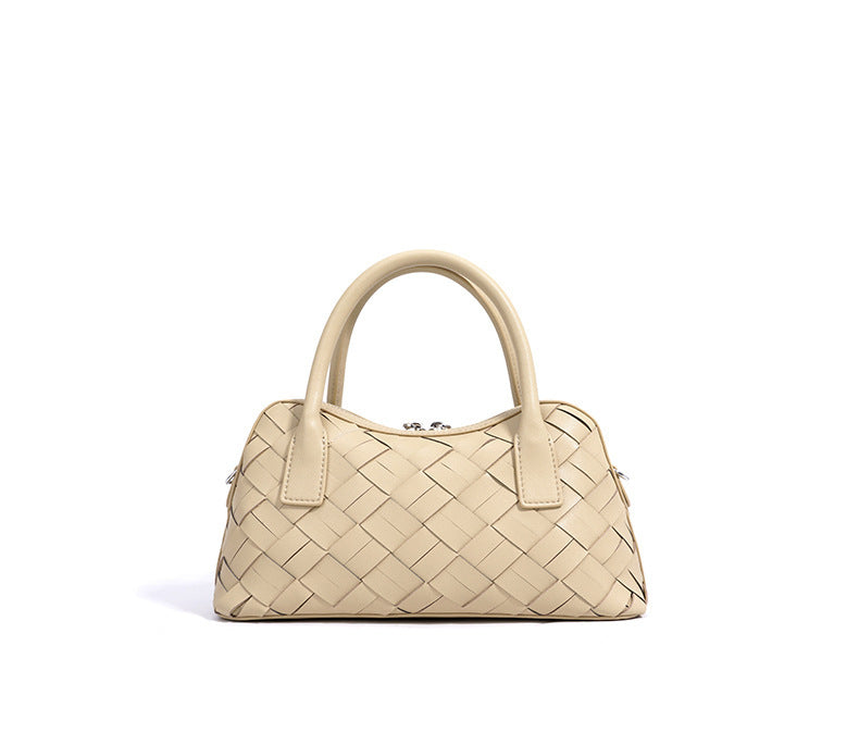 Simple Handmade Woven Handbag Leather Bag