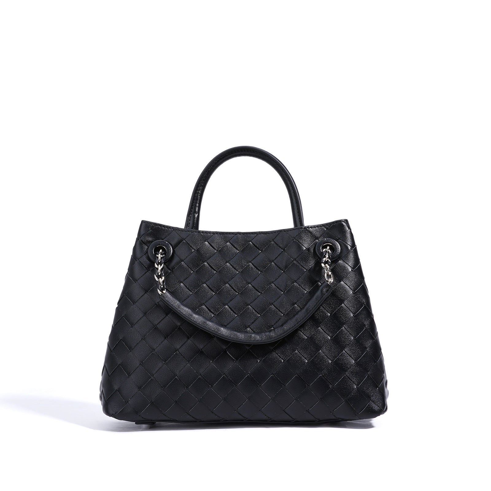 New Woven Leather Chain Basket Bag