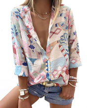 Load image into Gallery viewer, Santorini Sights Pink and Blue Shirt
