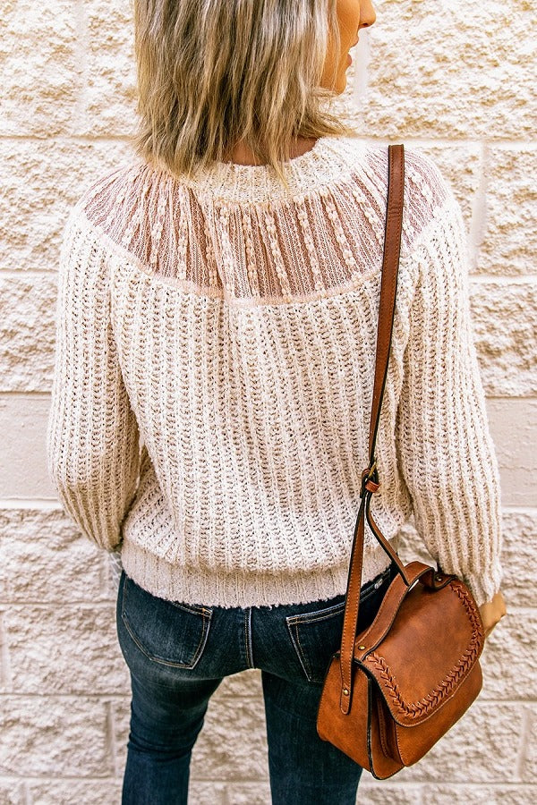 Beige Hollow Out Sweater