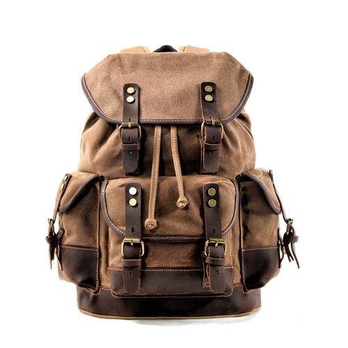 Vintage Canvas Backpack Waterproof Traveling Hiking Rucksack