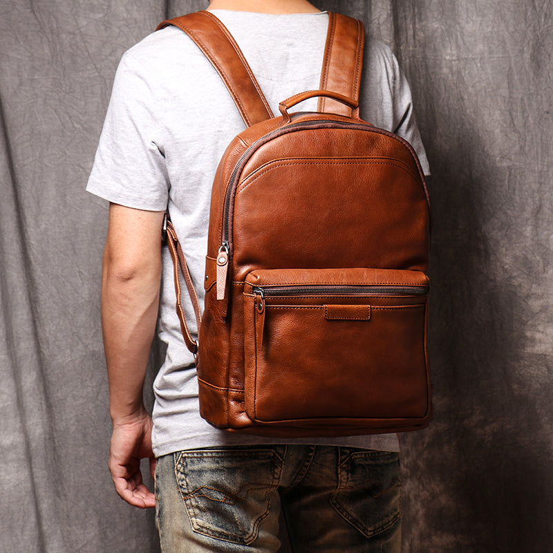 Full Grain Leather Backpack, Men Travel Backpack