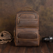 Load image into Gallery viewer, Vintage Genuine Leather School Backpack For Men 15.6 Inch Laptop Bag School Bag Overnight Weekender Camping Daypack Rucksack
