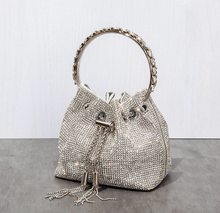Load image into Gallery viewer, Silver Diamond Tassel Evening Clutch Bag
