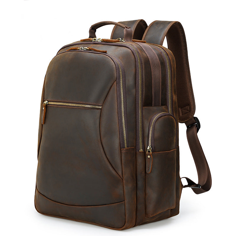 Extra Large Full Grain Leather 17.3" Laptop School Backpack
