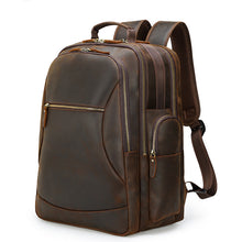 Load image into Gallery viewer, Extra Large Full Grain Leather 17.3&quot; Laptop School Backpack
