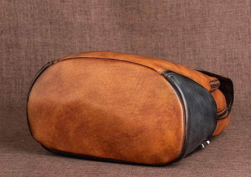 Vintage Embossed Women Leather Backpack