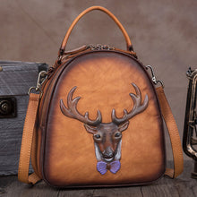 Load image into Gallery viewer, Deer Embossed Leather Handbag Backpack for Women
