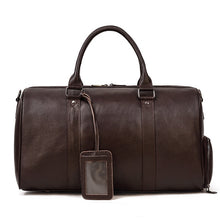 Load image into Gallery viewer, Coffee Men Leather Duffel Bag Large Crazy Horse Leather Travel Bag With Shoe Compartment
