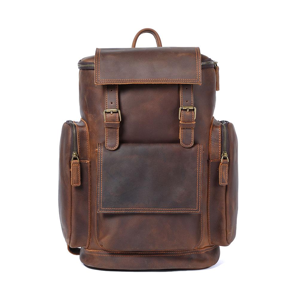 Large Brown Leather School Backpack
