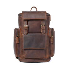 Load image into Gallery viewer, Large Brown Leather School Backpack
