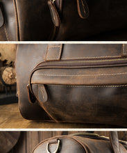 Load image into Gallery viewer, Dark Brown Full Grain Leather Weekender Travel Duffel Bag
