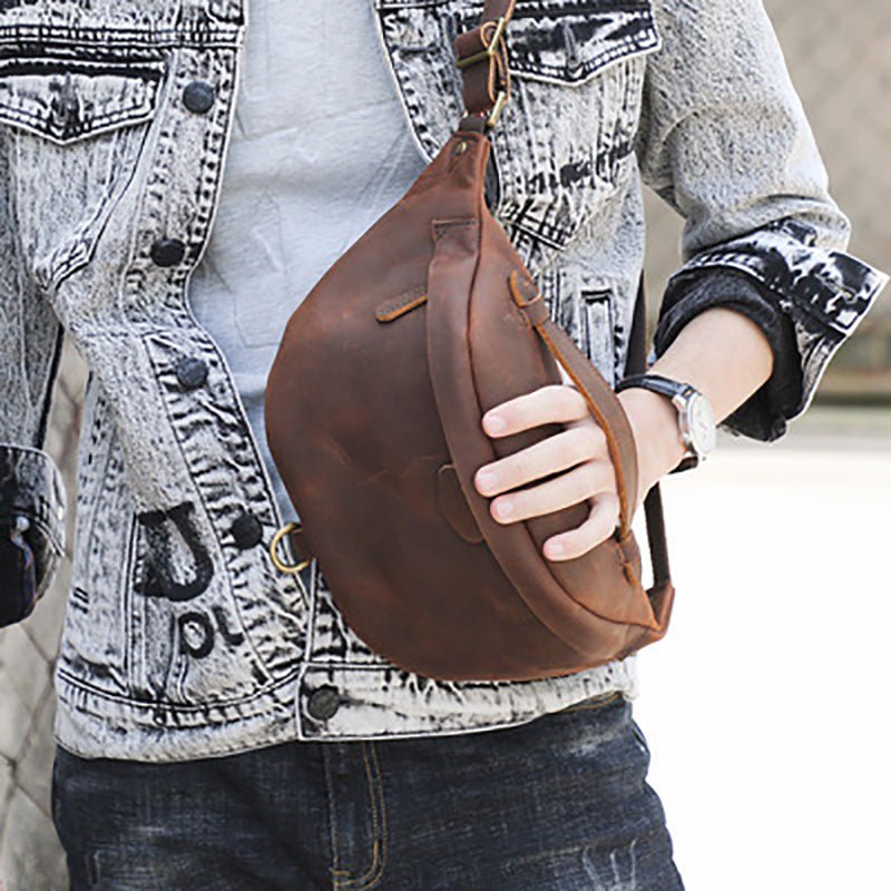 Classic Leather Vintage Cross Body Sling Bag for Men