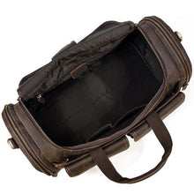 Load image into Gallery viewer, Dark Brown Full Grain Leather Travel Weekender Duffel Bag

