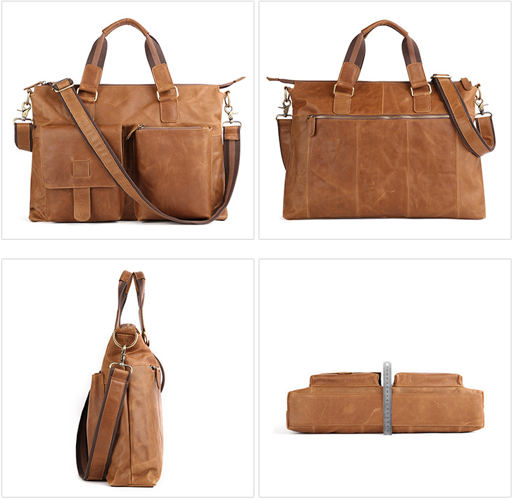 Men's Leather Business Briefcase for 17" Laptop