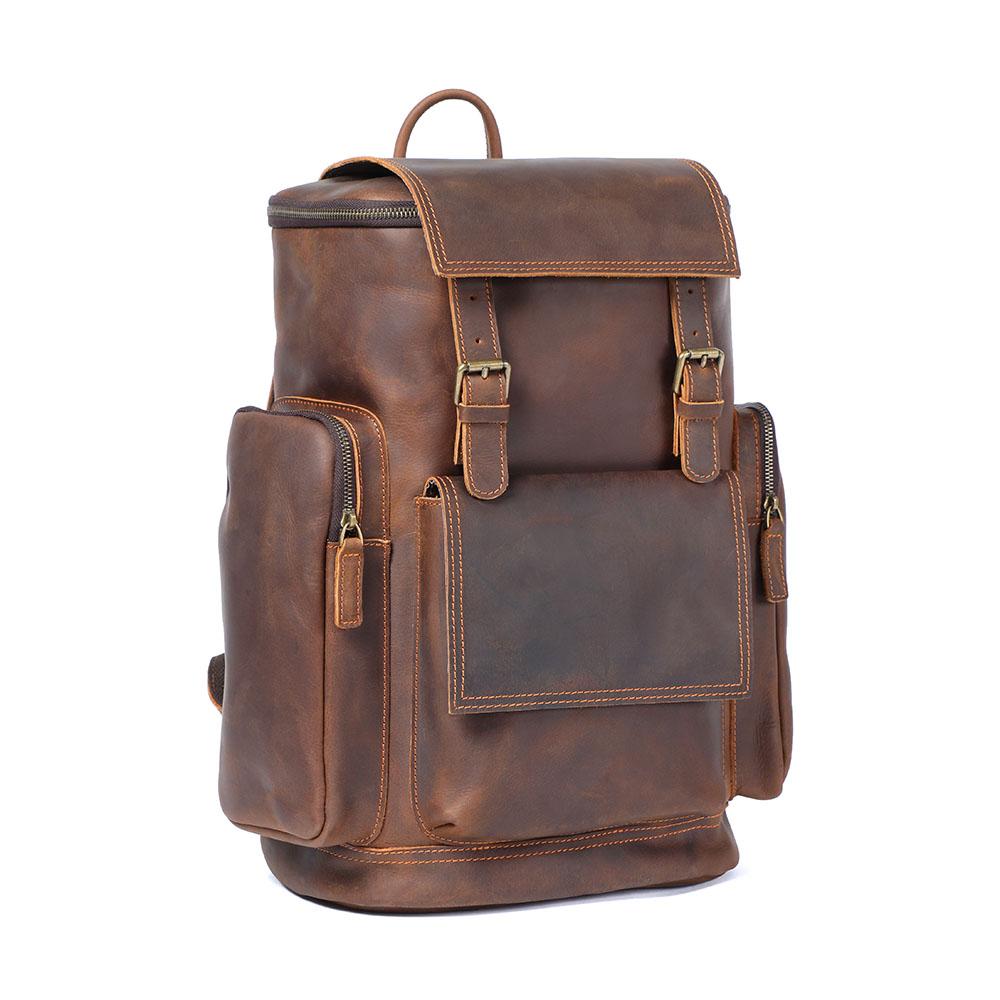 Large Brown Leather School Backpack