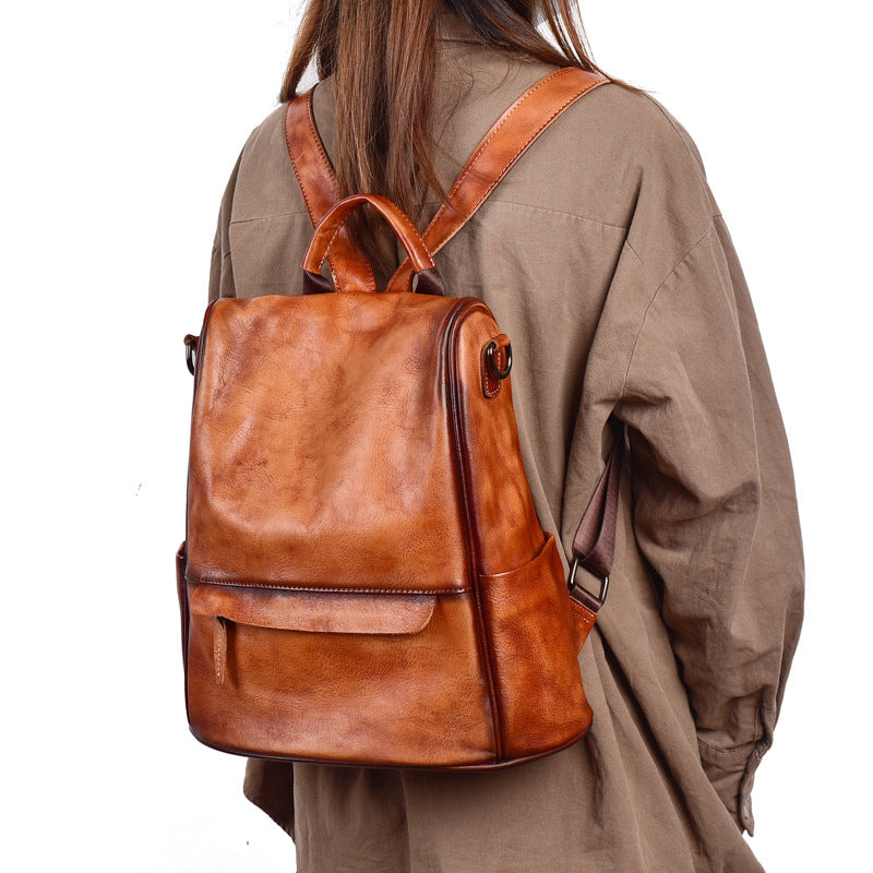 Leather Backpack for women Laptop Bag Large Capacity School Business Travel Daypack