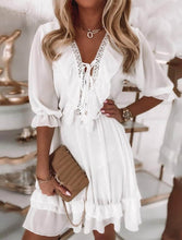 Load image into Gallery viewer, Women&#39;s White Half Sleeve Ruffled Casual Mini Dress
