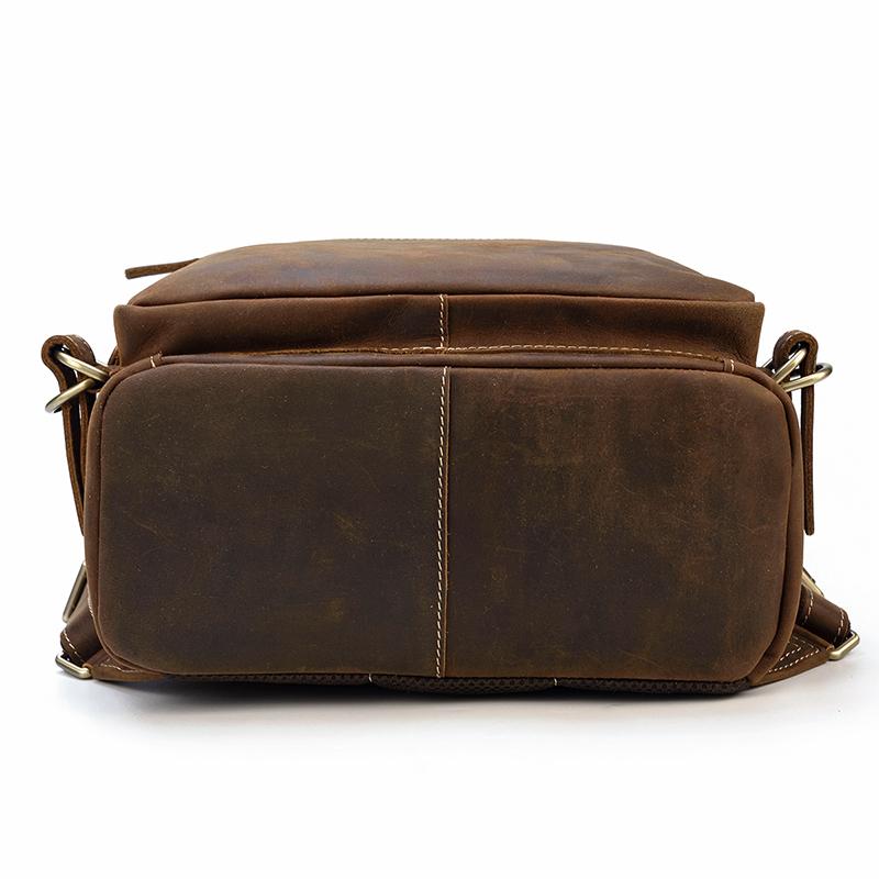 Large Zipper Handmade School Leather Backpack for Men