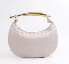 Load image into Gallery viewer, Women Genuine Leather Handbag Fashion Designer Luxury Handle Metal Handbag Soft Leather Evening Woven Bag Clutch Purse
