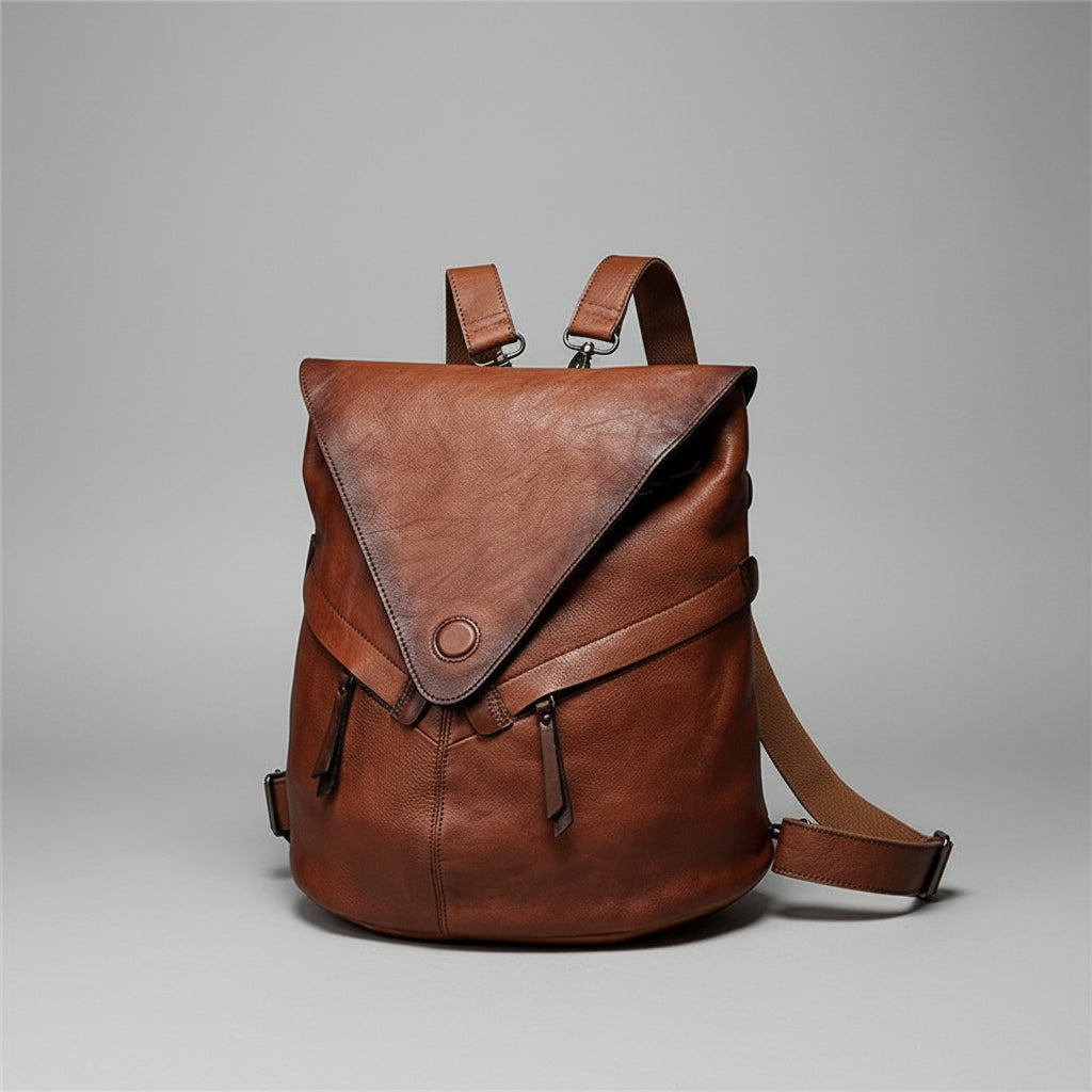 Classic Leather Convertible Backpack Bag