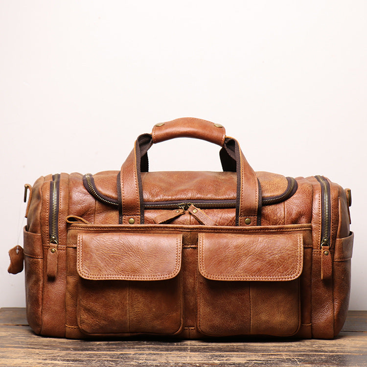 Men Leather Travel Duffel Bag