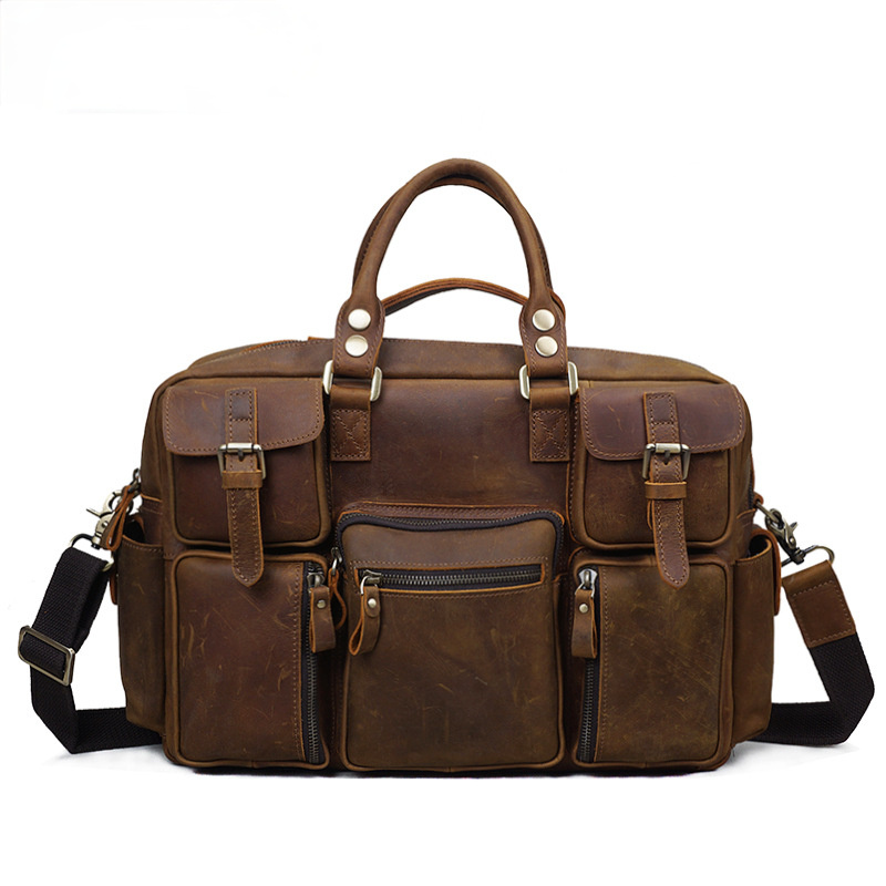 Large Leather Travel Briefcase