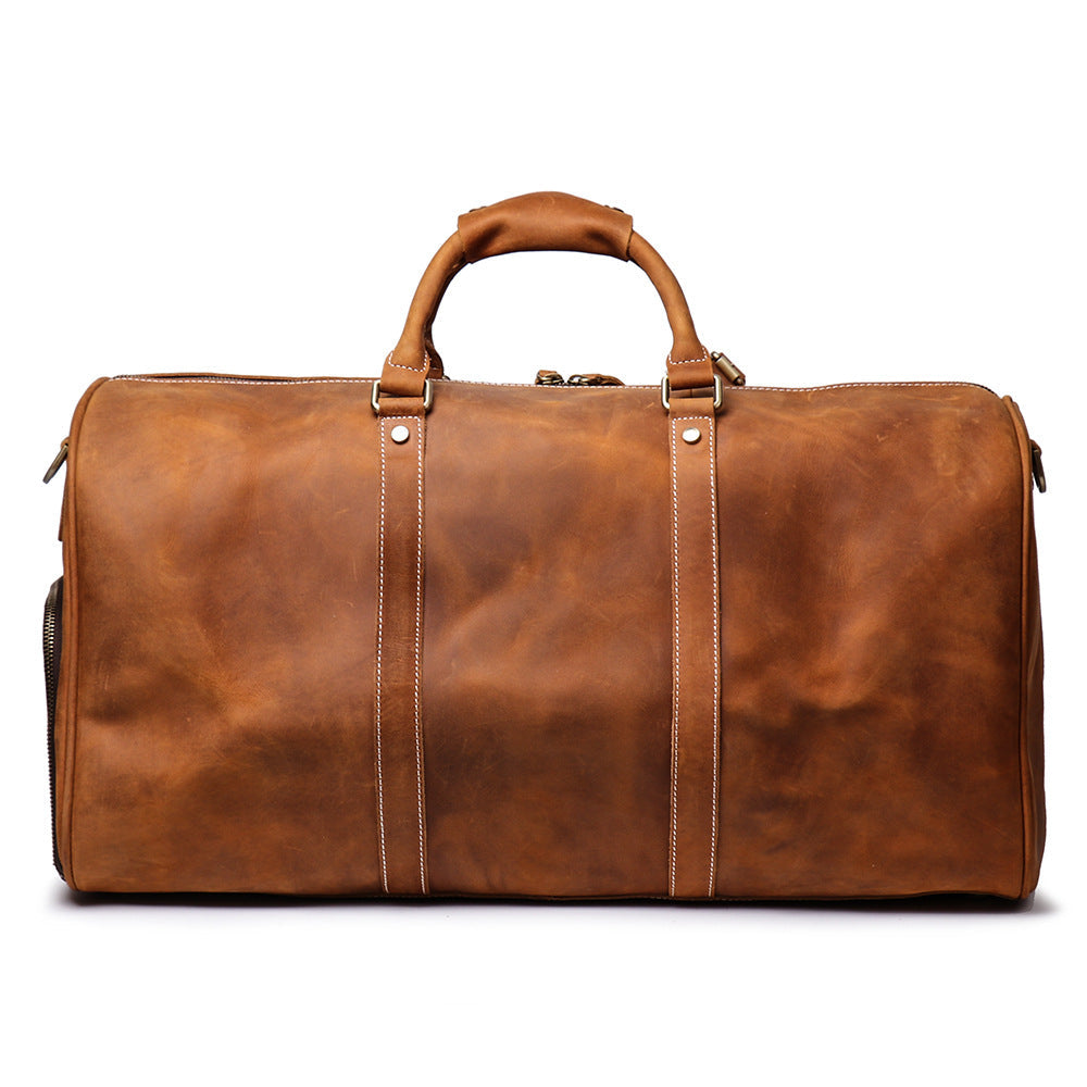 Birthday Gift Simple Vintage Leather Duffel Bag With Shoe Compartment Travel Bag