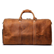 Load image into Gallery viewer, Birthday Gift Simple Vintage Leather Duffel Bag With Shoe Compartment Travel Bag

