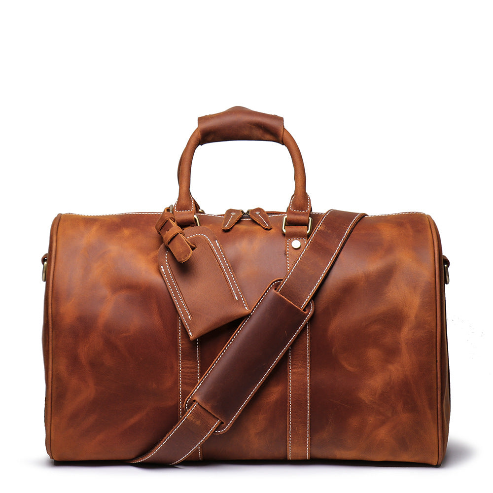 Birthday Gift Simple Vintage Leather Duffel Travel Weekender Bag