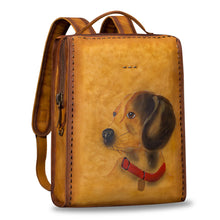 Load image into Gallery viewer, Art Leather Backpack Hand Painted Handmade Satchel Casual Daypack

