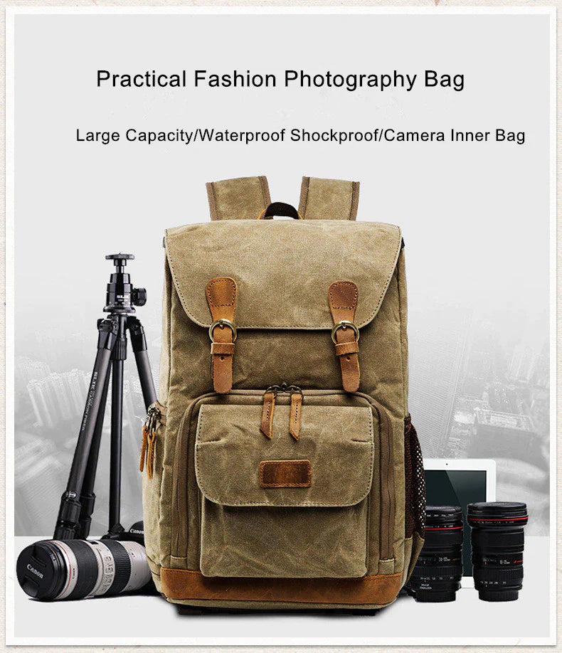 Photography SLR Camera Backpack Canvas Waterproof Bag