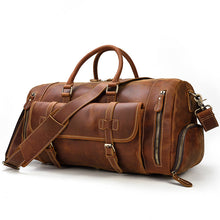 Load image into Gallery viewer, Vintage Men Leather Travel Weekender Duffel Bag
