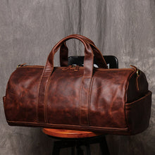 Load image into Gallery viewer, Large Travel Weekender Leather Duffel Bag
