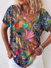 Load image into Gallery viewer, Abstract Print Short Sleeve Casual T-Shirts
