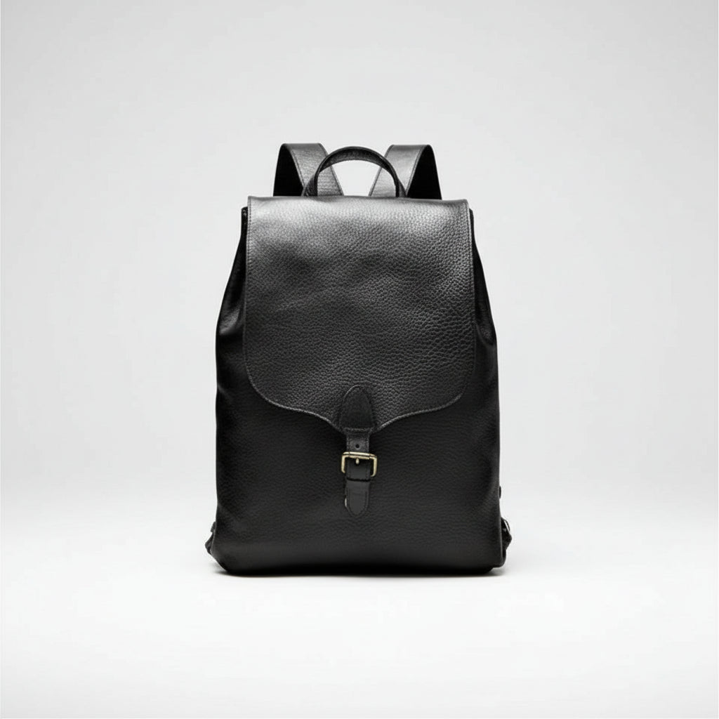 Black Leather Backpack for Women