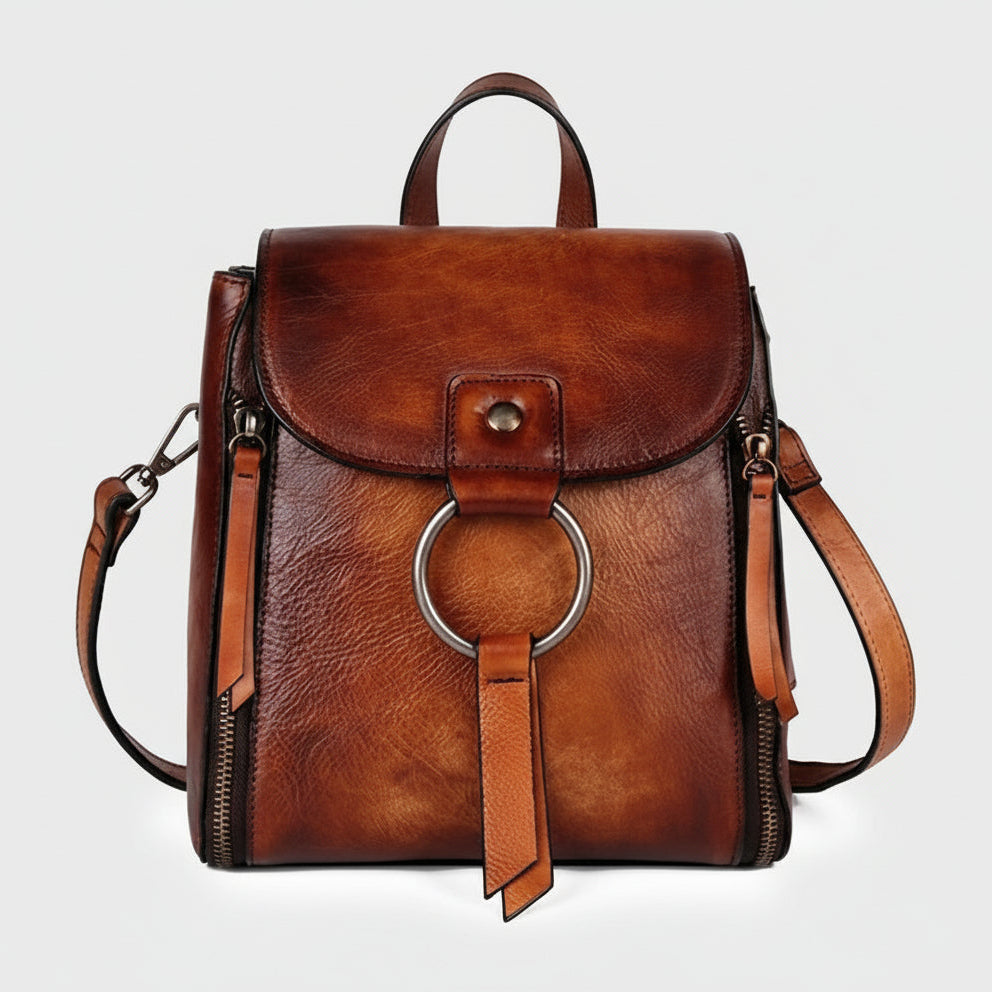 Retro Design Female High Quality Leather Rucksack Backpack