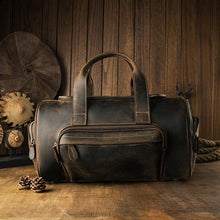 Load image into Gallery viewer, Dark Brown Full Grain Leather Weekender Travel Duffel Bag
