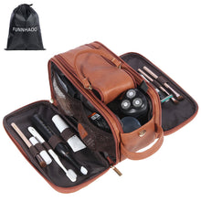 Load image into Gallery viewer, Groomsmen Gift Toiletry Bag, Vegan Leather Dopp Kit, Water-Resistant Bathroom Toiletries Organizer, PU Leather Cosmetic Bags, Christmas Gift
