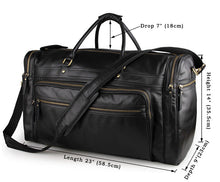 Load image into Gallery viewer, Black Large Trave Weekender Leather Duffel Bag
